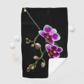 Serviette De Golf Orchidée rose blanc couleur sur noir pâle doux (En situation)