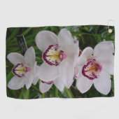 Serviette De Golf Orchidées blanches Belles fleurs tropicales (Horizontal)