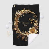 Serviette de golf ornée de fleurs dorées (En situation)