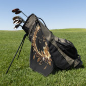 Serviette de golf ornée de fleurs dorées (Vert)