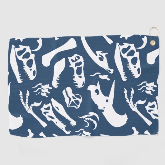 Serviette De Golf Os de dinosaure (bleus) (Horizontal)