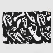 Serviette De Golf Os de dinosaure (noir et blanc) (Horizontal)
