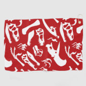 Serviette De Golf Os Dinosaures (Rouge) (Horizontal)