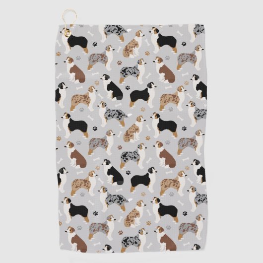 Serviette De Golf Os et pattes des bergers australiens (Devant)