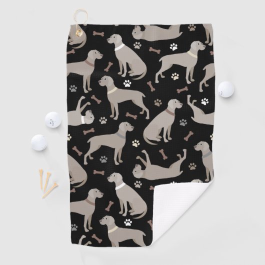 Serviette De Golf Os et pattes Weimaraner (En situation)