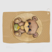 Serviette De Golf Ours Brun Mignon Avec Un Pot De Miel (Horizontal)