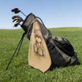Serviette De Golf Ours Brun Mignon Avec Un Pot De Miel (Vert)