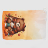 Serviette De Golf Ours d'automne rustique/vintage (Horizontal)