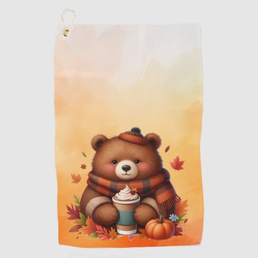 Serviette De Golf Ours d'automne rustique/vintage (Devant)