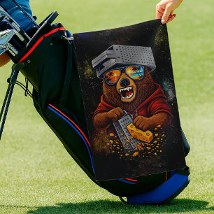 Serviette De Golf Ours Rétro Avec Chapeau Râpe à Fromage et Lunettes