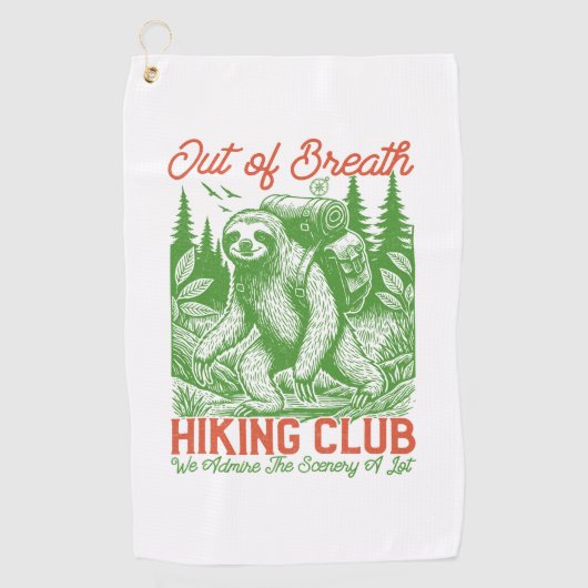 Serviette De Golf Out Breath Funny Sloth Randonnée Club (Devant)