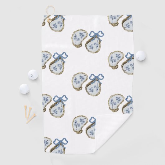 Serviette De Golf Oysters With Blue Bow (En situation)
