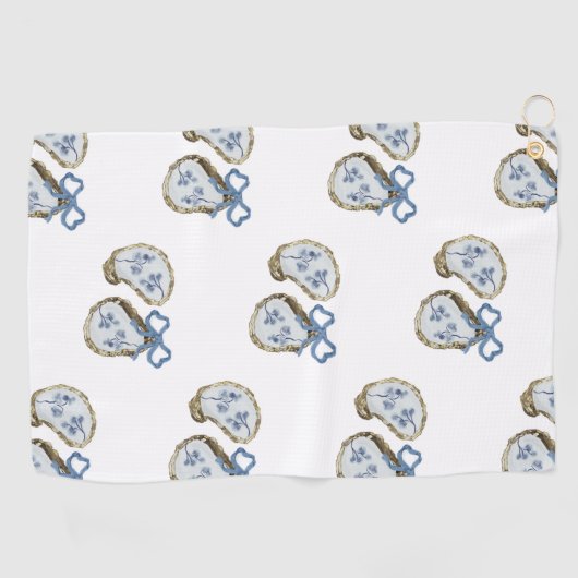 Serviette De Golf Oysters With Blue Bow  (Horizontal)