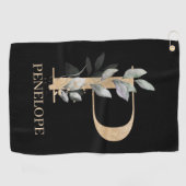 Serviette De Golf P Monogramme Floral Personnalisé (Horizontal)