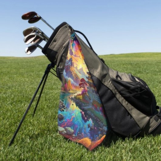 Serviette De Golf Pagode et paysage coloré