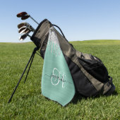 Serviette De Golf Pailleté de Teal Clair Monogrammé Argenté (Vert)