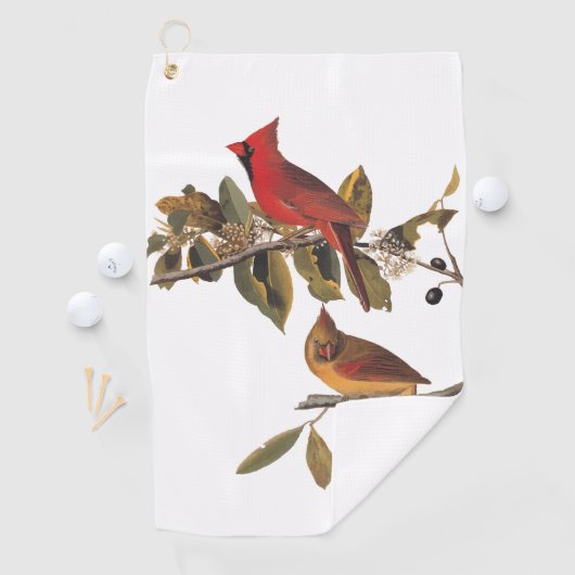 Serviette De Golf Paire cardinale Audubon en amandiers sauvages (En situation)