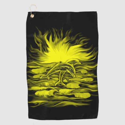 Serviette De Golf Paire de dauphins dans le soleil (Devant)
