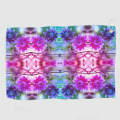 Serviette De Golf Paire Rouge Et Blanc Fleur Art Abstrait (Horizontal)