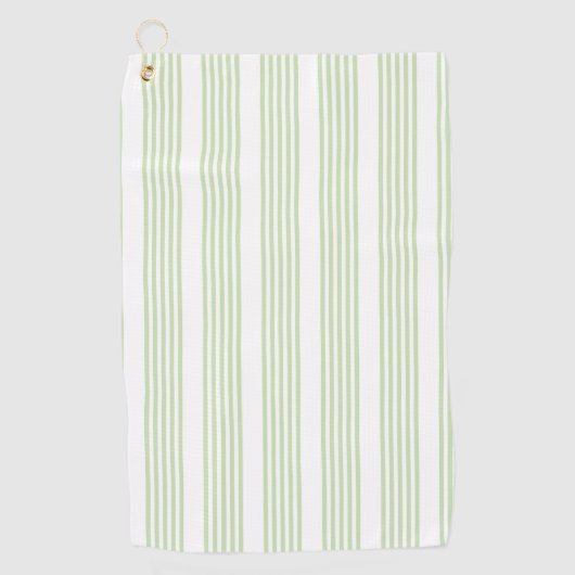 Serviette De Golf Pale vert et blanc cinq bandes motif (Devant)