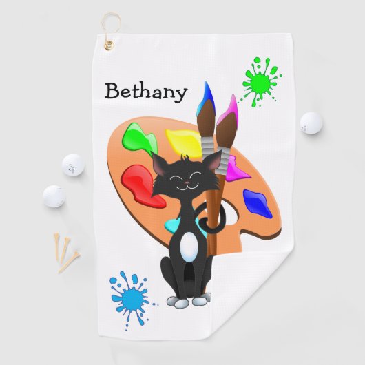 Serviette De Golf Palette Tuxedo Chat Et Peinture (En situation)
