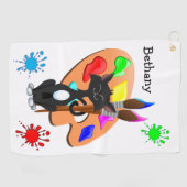 Serviette De Golf Palette Tuxedo Chat Et Peinture (Horizontal)