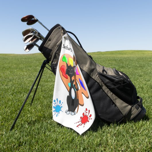 Serviette De Golf Palette Tuxedo Chat Et Peinture (Vert)