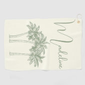 Serviette De Golf Palmier Monogrammé Élégant Moderne (Horizontal)