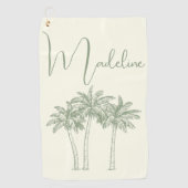 Serviette De Golf Palmier Monogrammé Élégant Moderne (Devant)