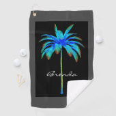 Serviette De Golf Palmier tropical personnalisé de turquoise (En situation)