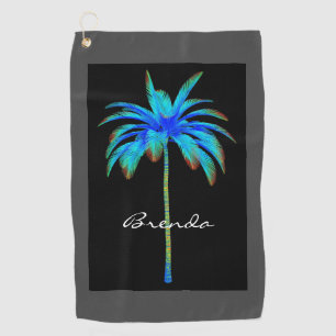 Serviette De Golf Palmier tropical personnalisé de turquoise