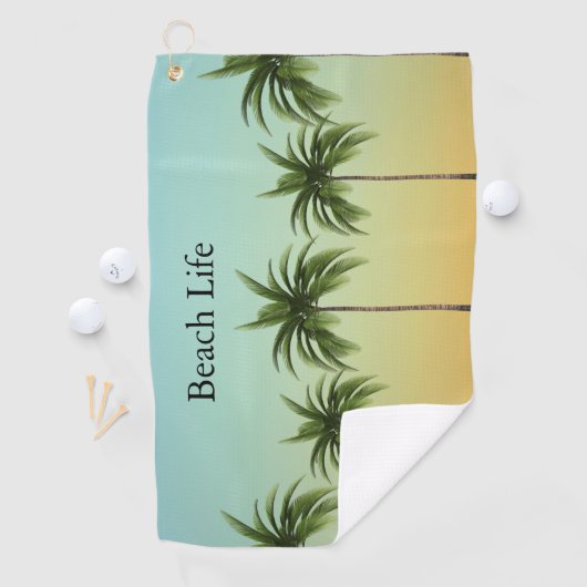 Serviette De Golf Palmiers en rang, vie sur la plage (En situation)