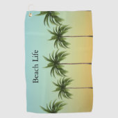 Serviette De Golf Palmiers en rang, vie sur la plage (Devant)
