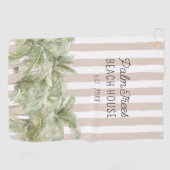 Serviette De Golf Palmiers tropicaux Beige Stripes Maison de plage (Horizontal)