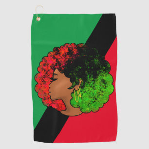 Serviette De Golf Pan Africaine noire femme rouge vert orgueil afro