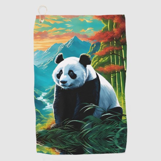 Serviette De Golf Panda Bear dans les nuages (Devant)