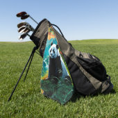 Serviette De Golf Panda Bear dans les nuages (Vert)