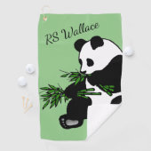 Serviette De Golf Panda géant Monogramme ou nom vert (En situation)