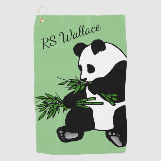 Serviette De Golf Panda géant Monogramme ou nom vert (Devant)
