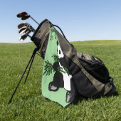 Serviette De Golf Panda géant Monogramme ou nom vert (Vert)
