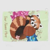 Serviette De Golf Panda Rouge Lotus Fleurs Henné (Horizontal)