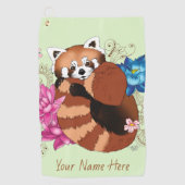 Serviette De Golf Panda Rouge Lotus Fleurs Henné (Devant)