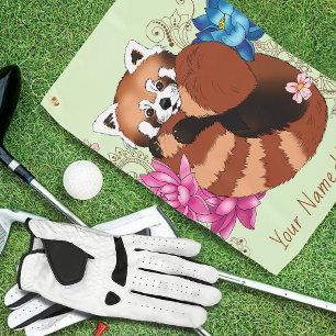 Serviette De Golf Panda Rouge Lotus Fleurs Henné