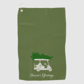Serviette De Golf Panier de golf avec sapin de Noël | Vert olive (Devant)