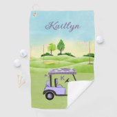 Serviette de golf Panier de golf Lavande Violette (En situation)