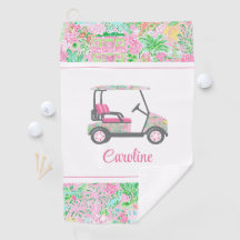 Panier de golf Pink & Green Palm Beach personnalis