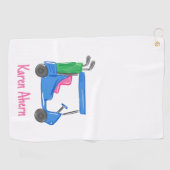 Serviette De Golf Panier de golf Preppy Blue Personnalisé (Horizontal)