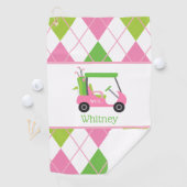 Serviette De Golf Panier de golf rose et vert Monogram Golf Towne (En situation)