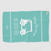 Serviette De Golf Panier de golf sarcelle mignon avec citation de go (Horizontal)