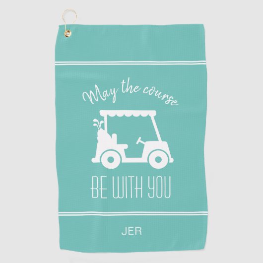 Serviette De Golf Panier de golf sarcelle mignon avec citation de go (Devant)